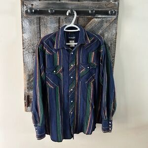 Men's Vintage Wrangler Snap Button Collared Shirt